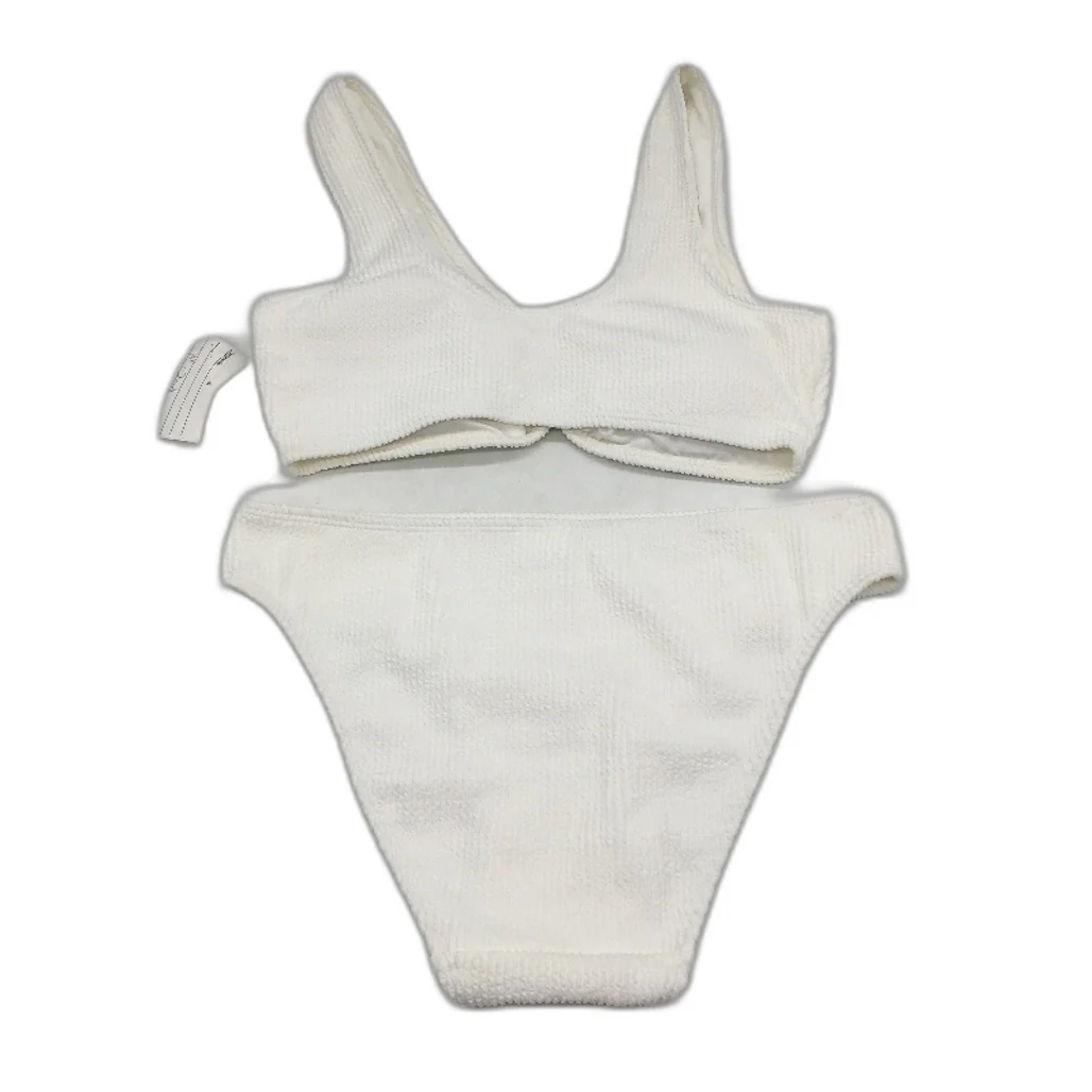 Myer White Textured 2-Piece Padded Swim Set Bikini Top & Bottom Ladies Size 10 - Image 2