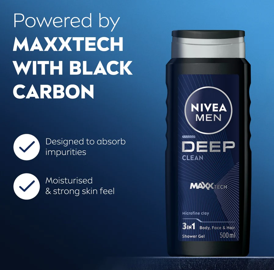Nivea 2 Pcs Men 'Be Game Ready' Aerosol Deodorant & Shower Gel Deep Duo Kit - Image 2