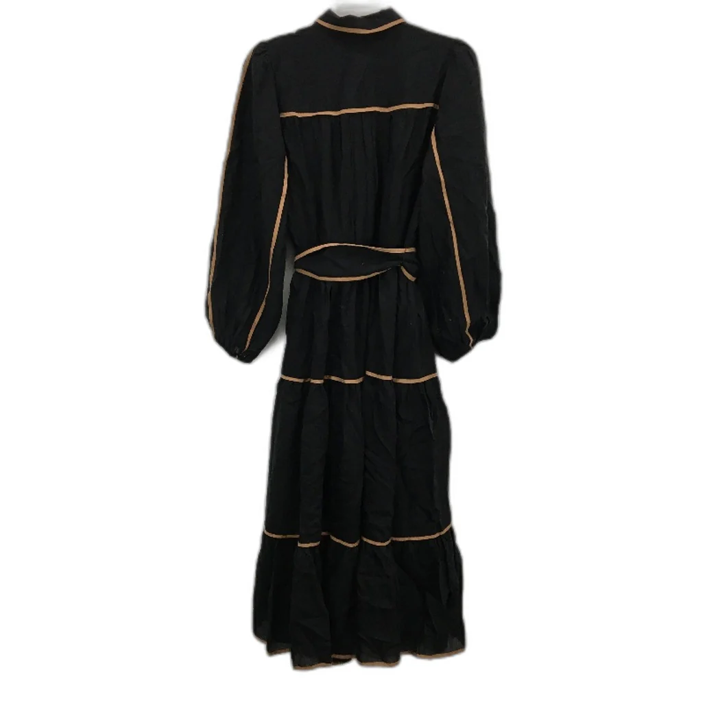Portmans Zosia Black Brown Lined Binding Midi Dress Ladies Size AU 10 NEW - Image 2