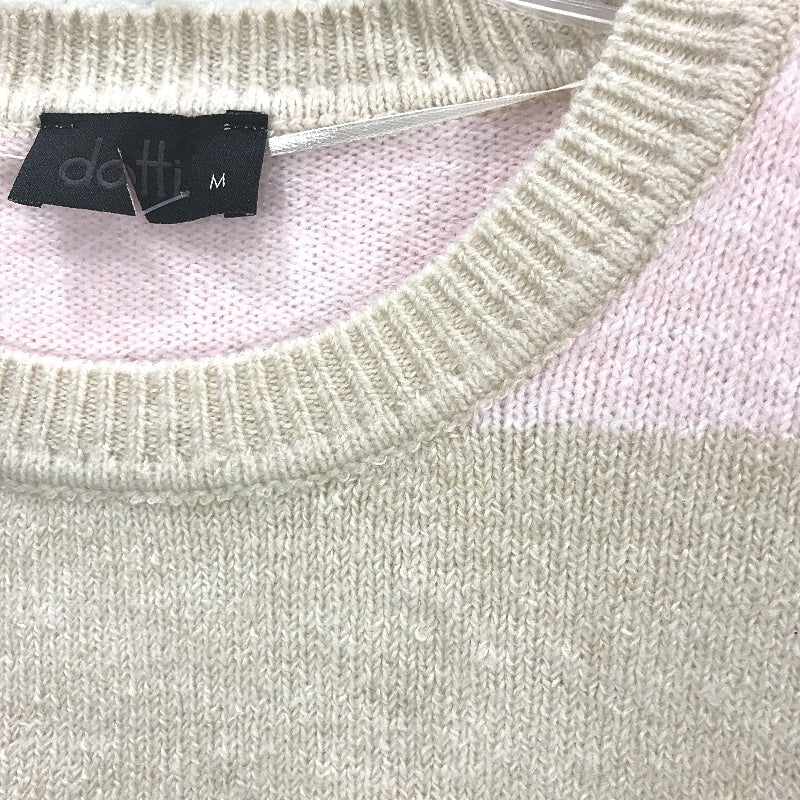 Dotti Avery Crew Neck Fluffy Knit Pink Cream Stripe Sweater Ladies Sz Medium NEW - Image 5
