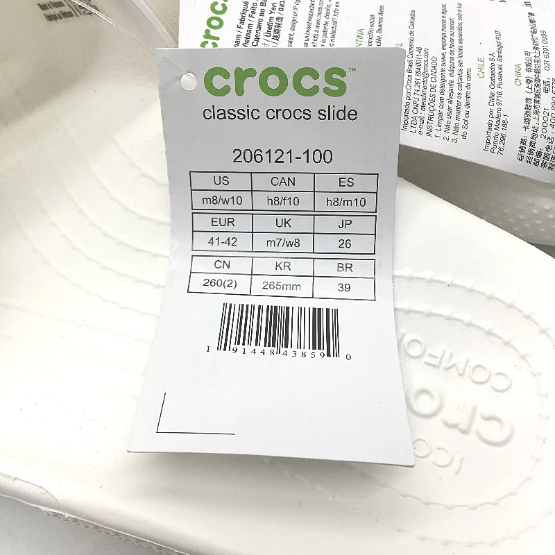 Crocs Iconic Comfort White Classic Slide Sandals Unisex US Size M8 W10 NEW - Image 5
