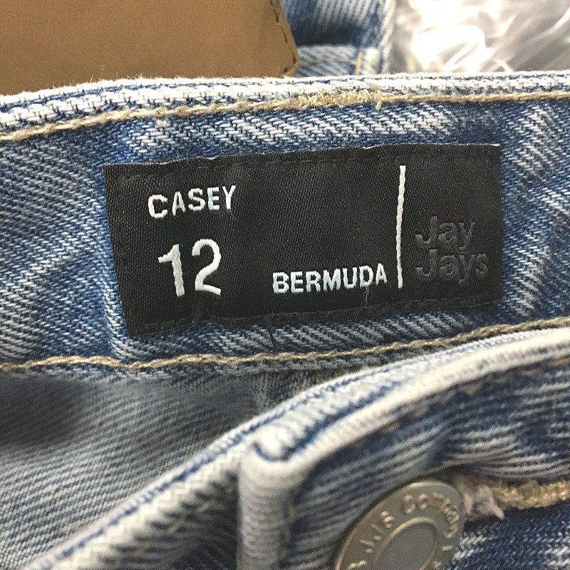 Jay Jays Casey Bermuda Mid Wash Blue Ripped Denim Shorts Ladies Size AU 12 NEW - Image 4