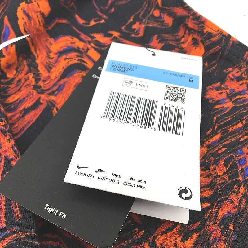 Nike Tight Fit Cropped Orange Black Marbled Tank Top Ladies Size Medium NEW - Image 3