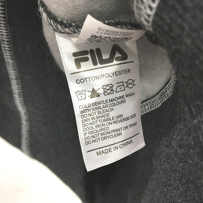 FILA Classic Logo Graphite Black Pullover Fleece Hoodie Ladies Size 14 - Image 4