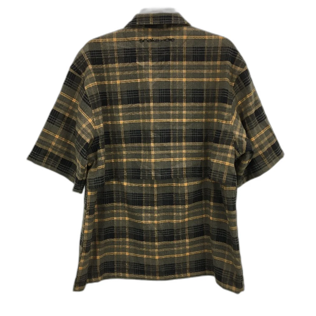 Snake Hole Plaid Runner Orange Black Boxy Zip-Thru Shirt Mens Size XL NEW - Image 2