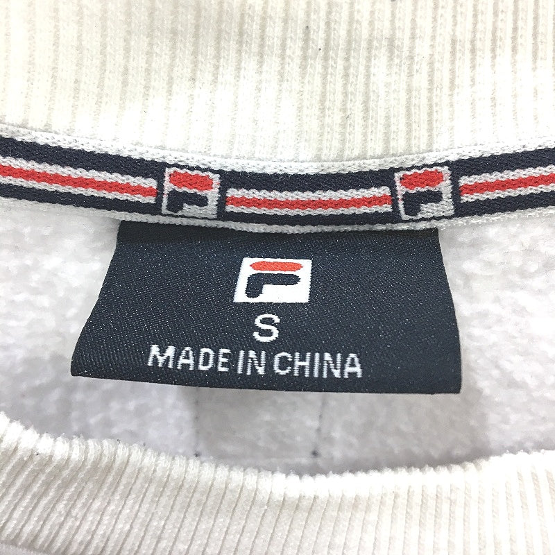 FILA Logo Print White Cotton Blend Brushed Fleece Sweatshirt Men Size Small - Image 3