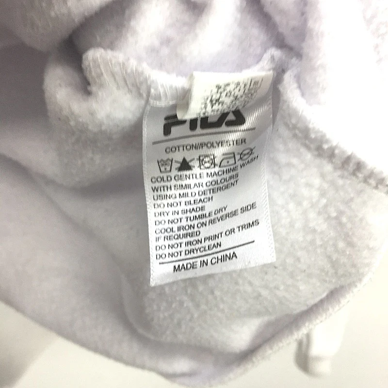 FILA Logo Print White Cotton Blend Brushed Fleece Sweatshirt Men Size Small - Image 4