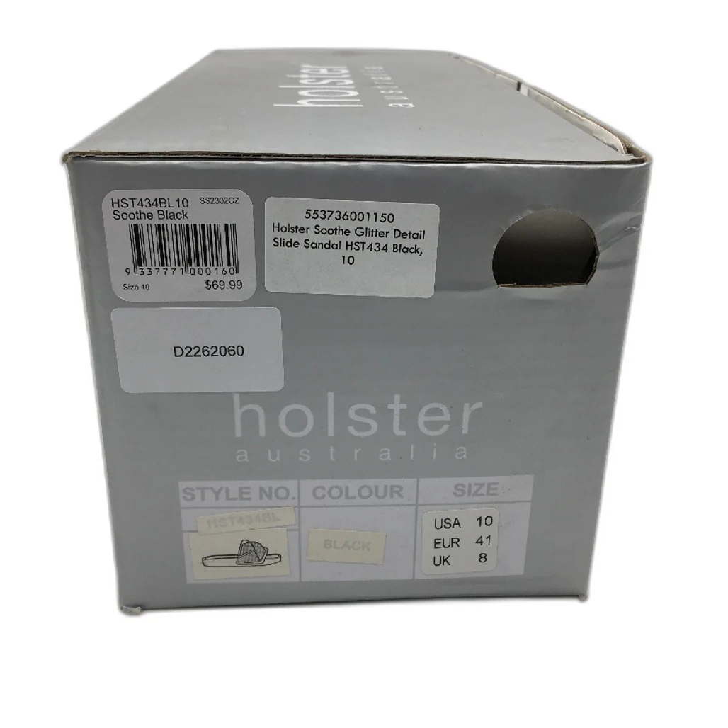 Holster Australia Sooth Black Glitter Detail Slide Sandals Ladies AU10 EU 41 NEW - Image 7