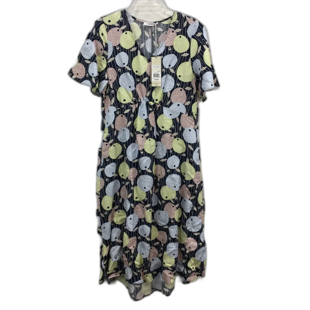 Regatta Myer European Linen Blend Navy Colourful Dress Ladies Size 10 NEW