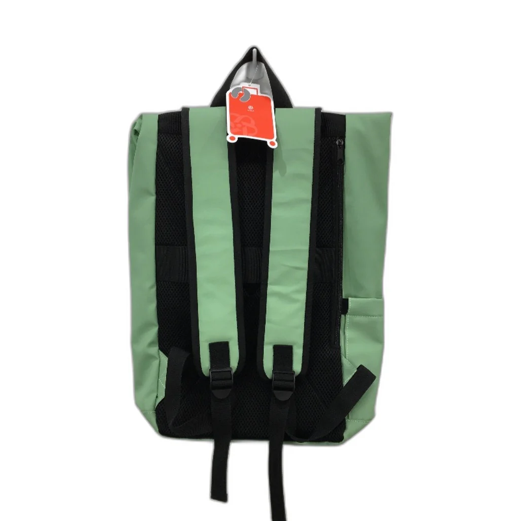 PU Roll Up Fold Over Flap & Buckle Backpack Padded With Bottle Holder Navy NEW - Image 2