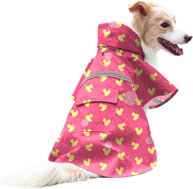 NACOCO Large Dog Raincoat Adjustable Rubber Duck Reflective Strip Size 2XL NEW