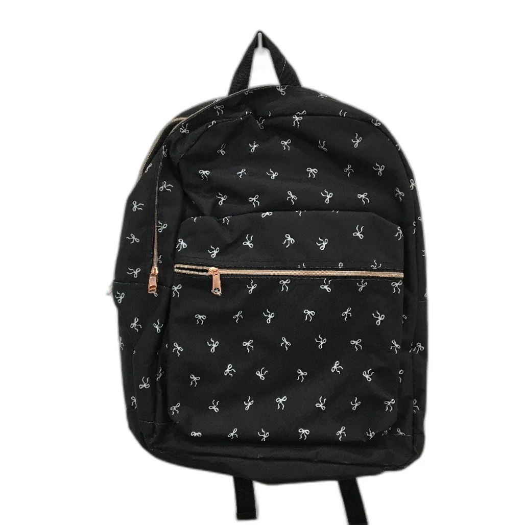 Travelway Black Mini Bows Multi Compartment Lightweight Rs Gold Zip Backpack NEW