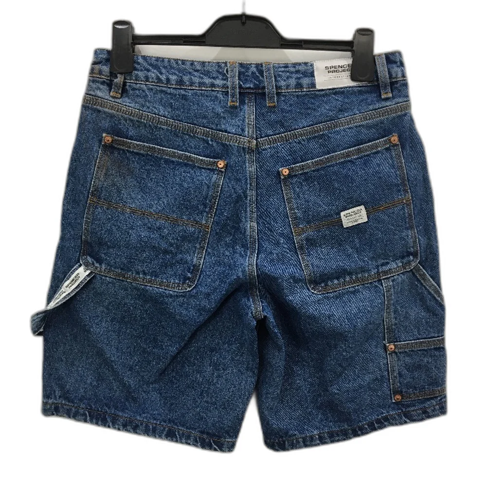 Spencer Project 100% Cotton Blue Denim Builder Style Shorts Mens Size 30 NEW - Image 2