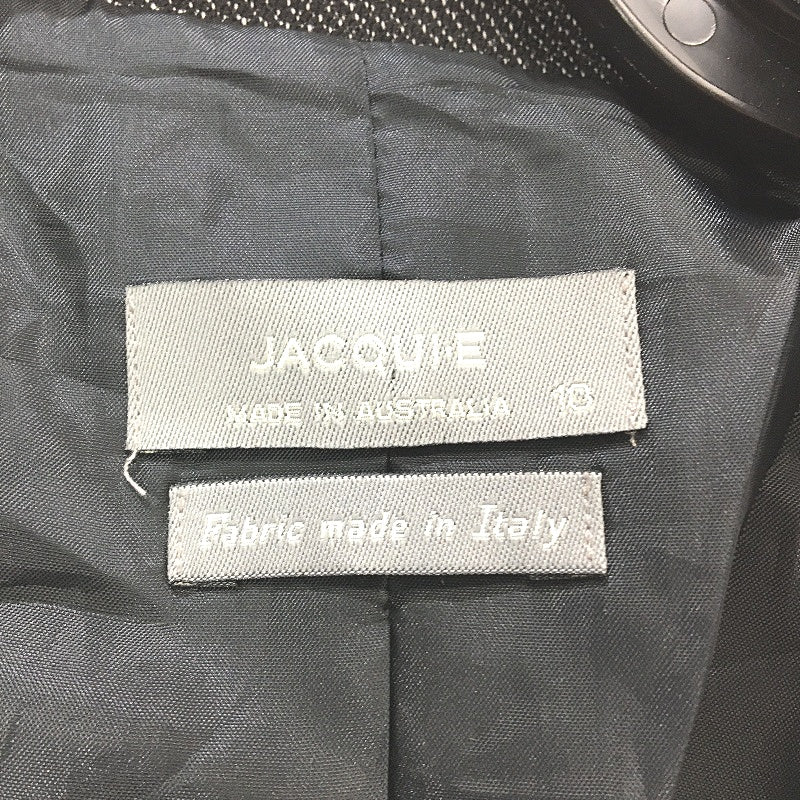 Jacqui E Black Speckled Single Breasted Blazer Wool Blend Jacket Ladies Size 10 - Image 3