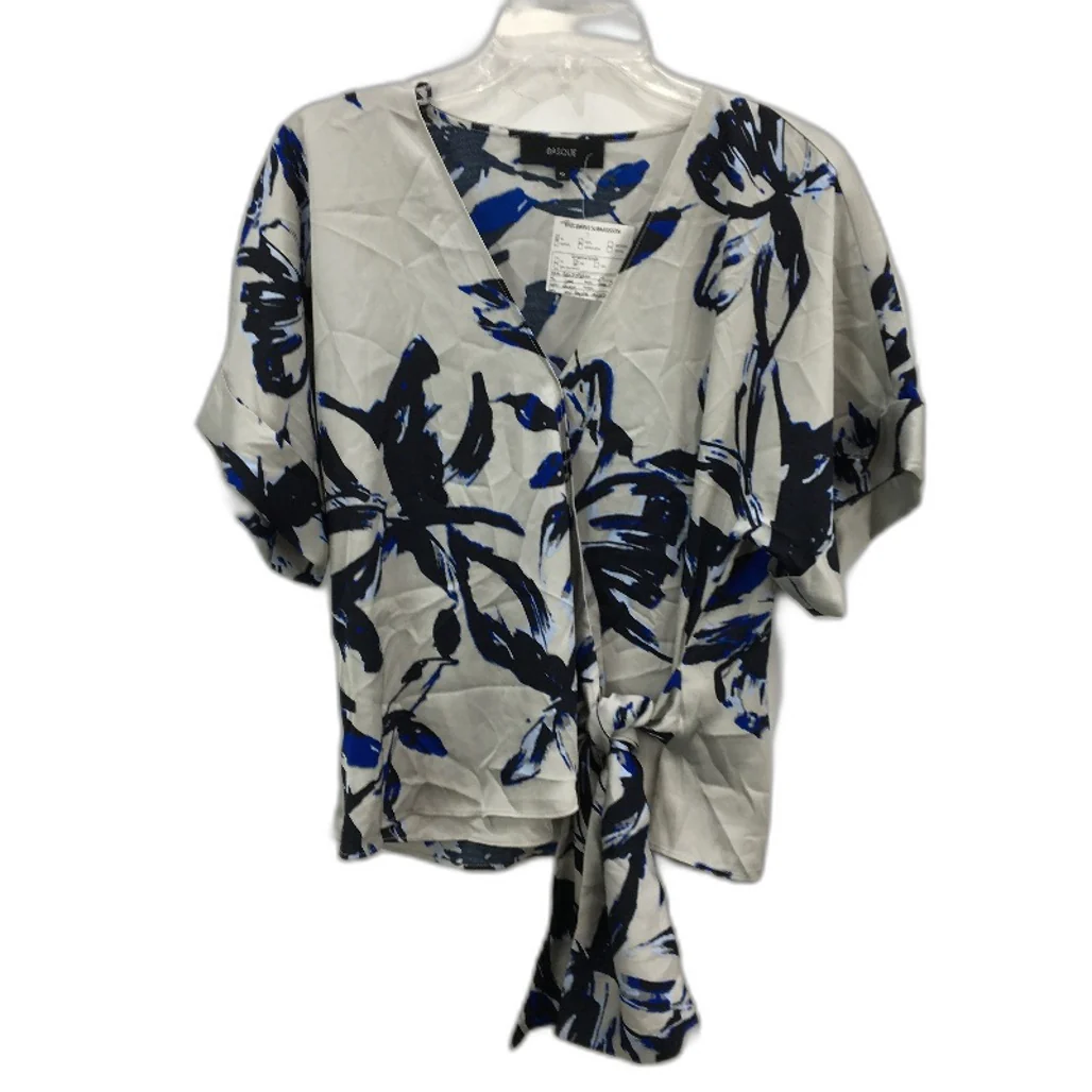 Basque Silver & Blue Silky Lyocell Summer Knot Tie Top Ladies Size 10 NEW