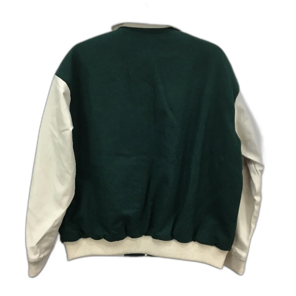 Insight Forest Green & Cream Vinyl Varsity Style Zip Up Jacket Mens Size XS NEW - Image 2