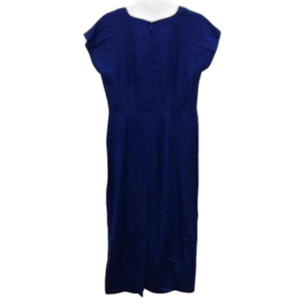 Basque Euro Linen Blend Cobalt Lightweight Dress W/ Pockets Ladies Size 10 NEW - Image 2