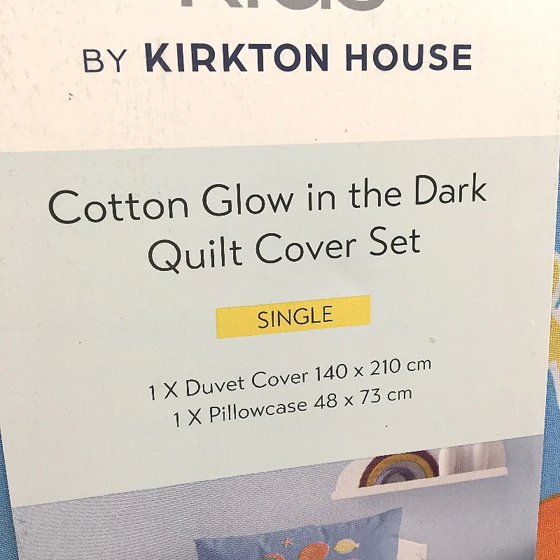 Kirkton House 100% Cotton Blue Glow In The Dark Quilt Cover Set SINGLE Bed NEW - Image 3