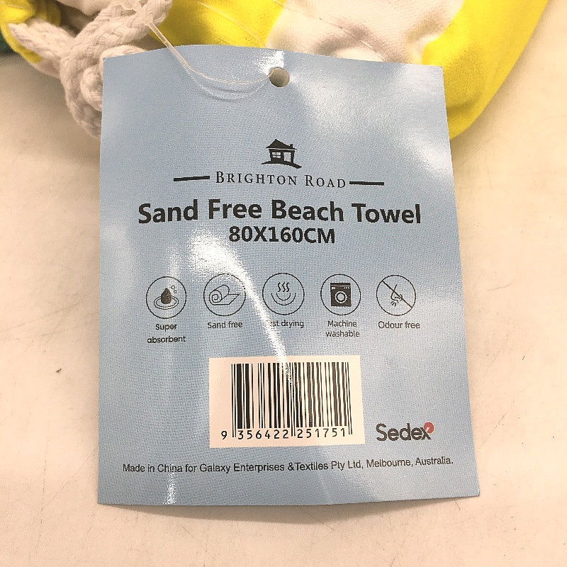 Brighton Road 2Pck Yellow Green Sand Free Lightweight Microfibre Beach Towel NEW - Image 3