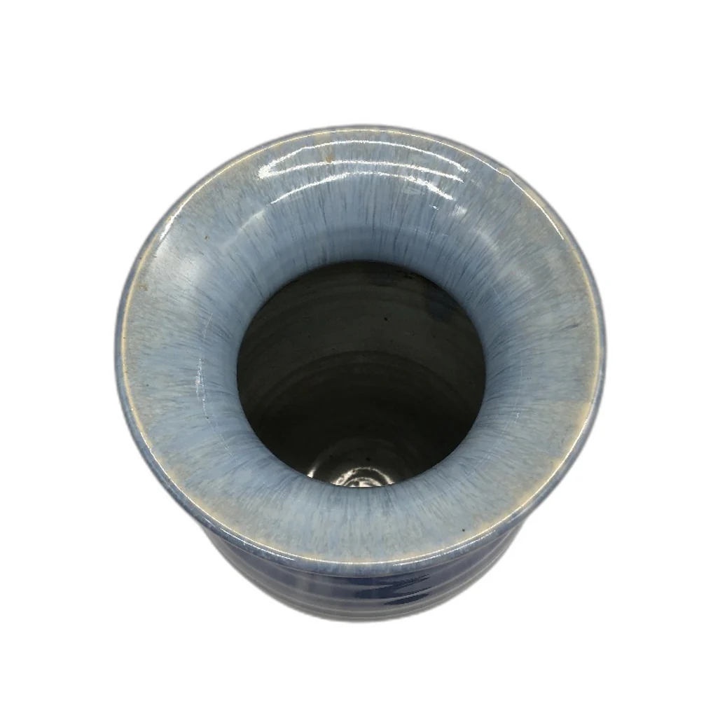 Candy Ware Made In England Streaked Blue High Gloss Glaze Pottery Vase 24cm - Image 3