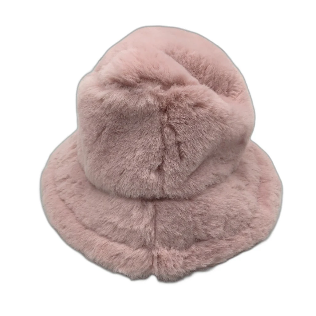 Insight Fuzzy Bucket Hat Warm Soft Fluffy Pink Adjustable Womens One Size NEW - Image 2