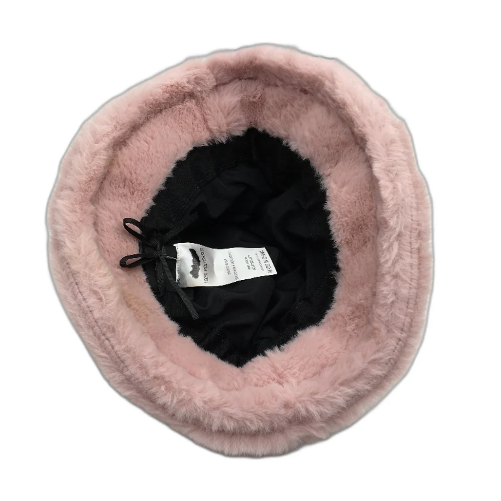 Insight Fuzzy Bucket Hat Warm Soft Fluffy Pink Adjustable Womens One Size NEW - Image 3
