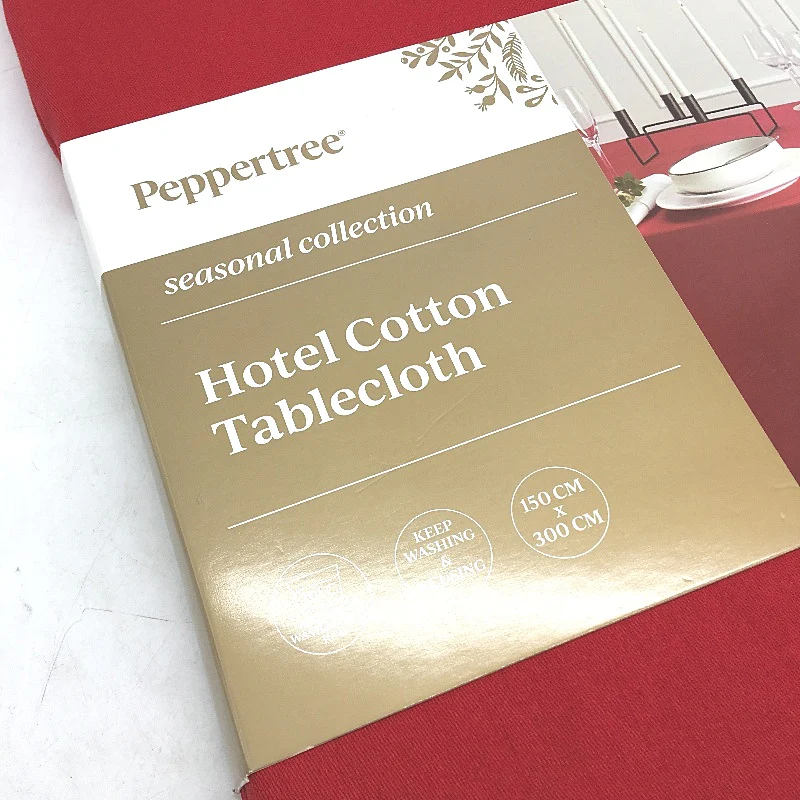 Peppertree Hotel Collection Cotton 10-12 Seater Oblong Red Tablecloth 1.5x3m NEW - Image 3