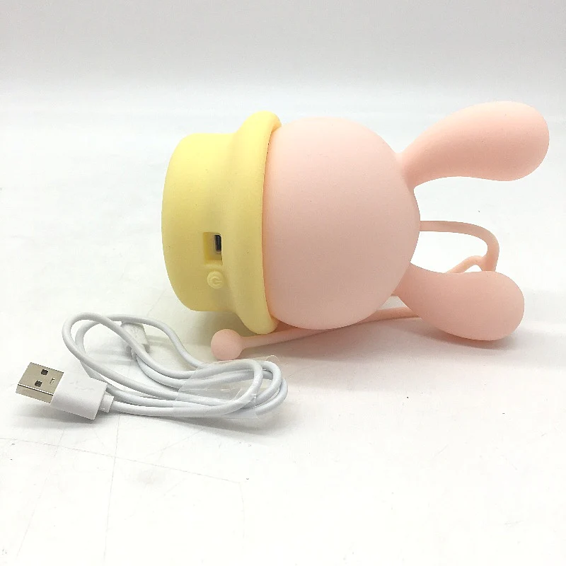 Rechargable Bunny Themed Pink Yellow Soft Silicone Pendant Night Lamp NEW - Image 3