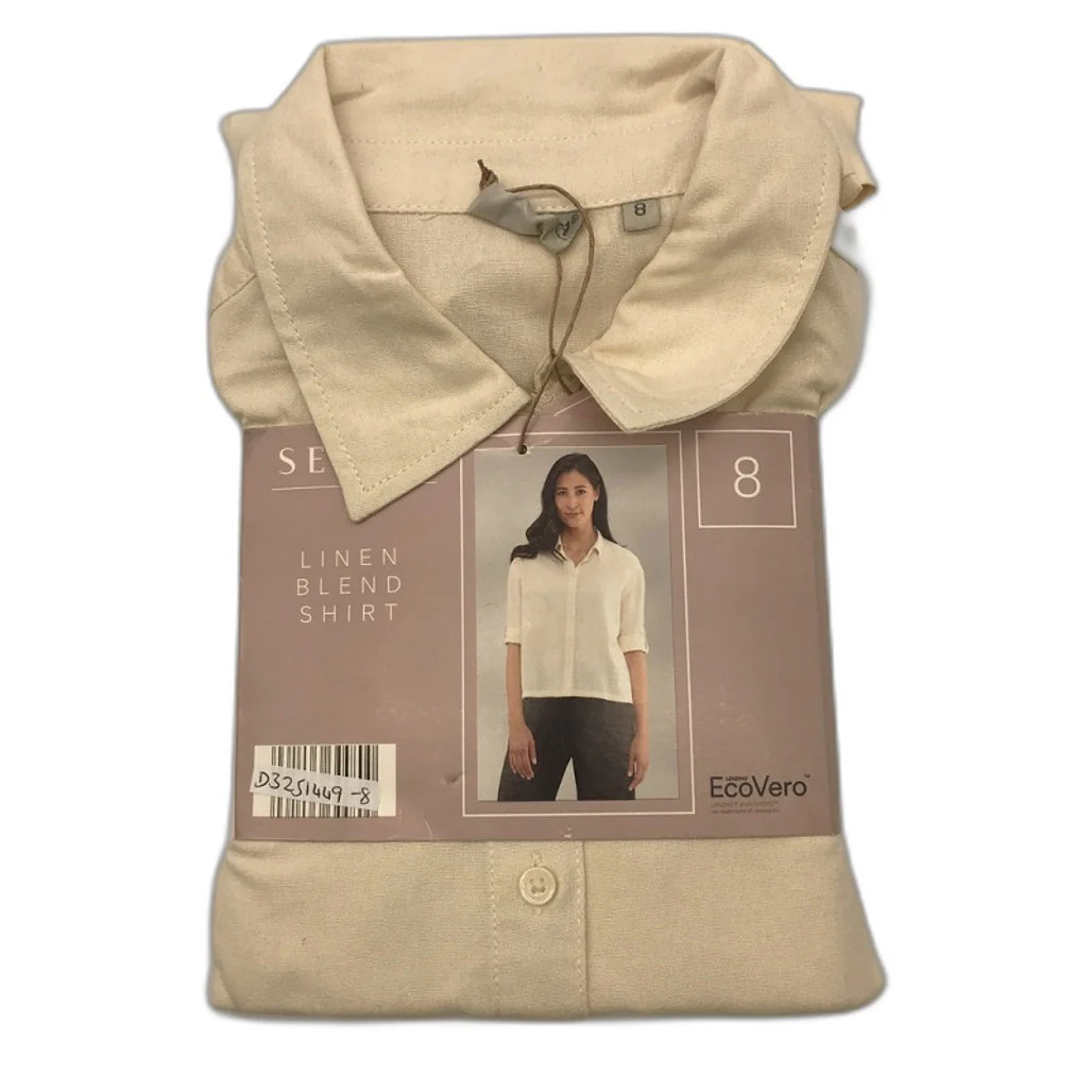 Serra Light And Cool Linen Blend Cream Cuff Sleeve Shirt Ladies NEW - Image 22