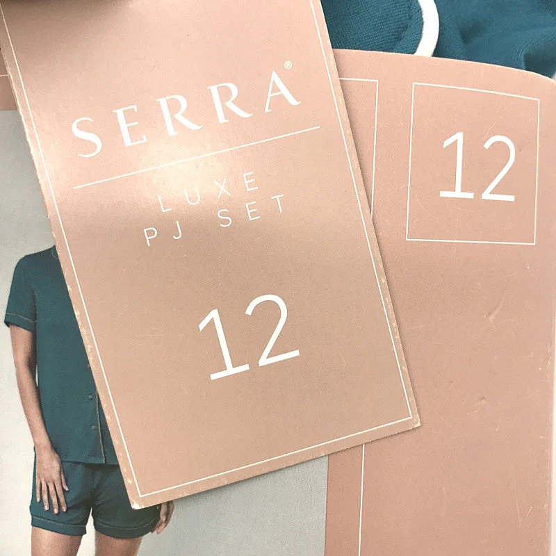 Serra Teal Luxe Pyjama Top & Shorts Set Soft Front Pouch Ladies Size 12 NEW - Image 7