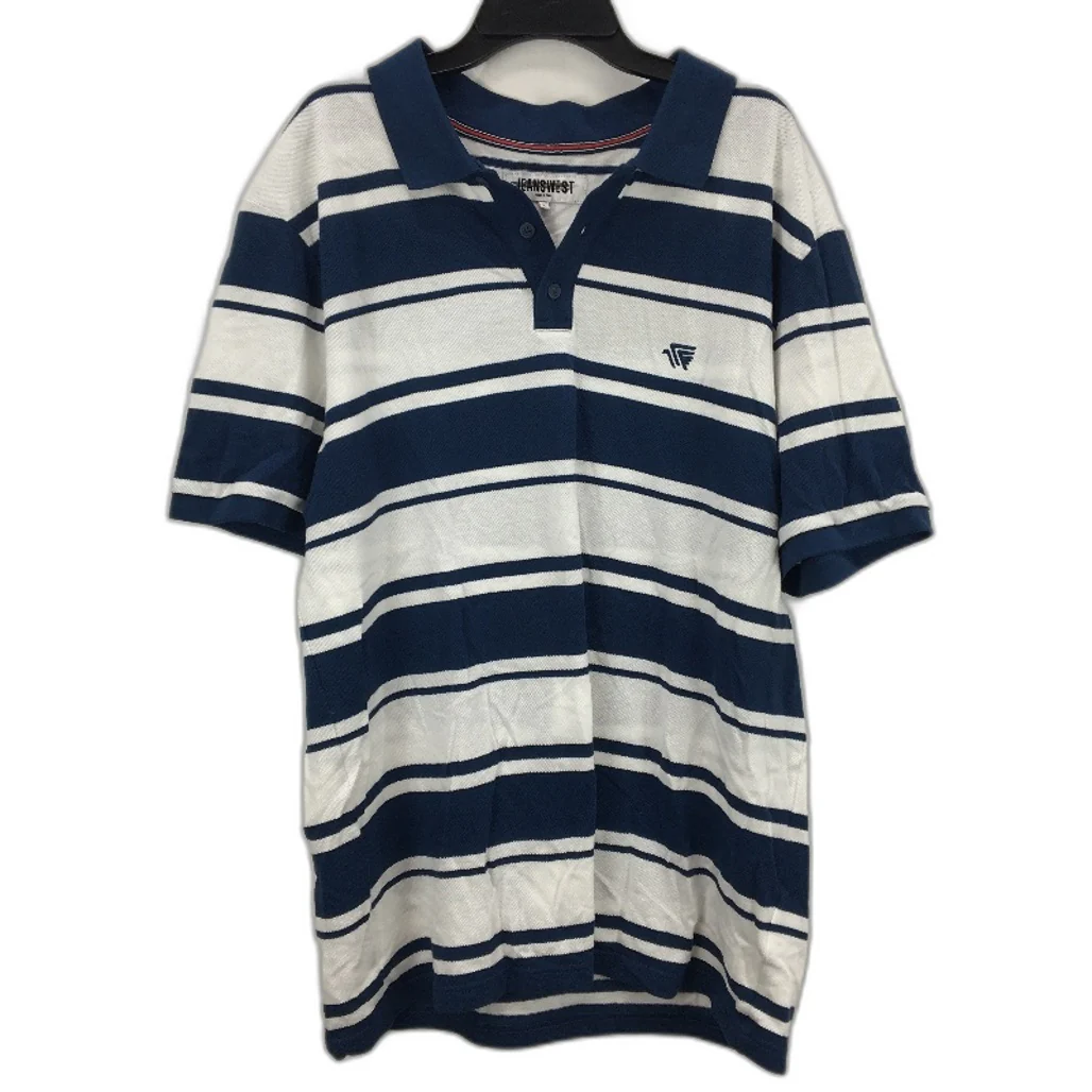 Jeanswest 2 Pack Blue Striped Knit 100% Cotton Casual Polo Shirts Mens Sz L NEW - Image 4
