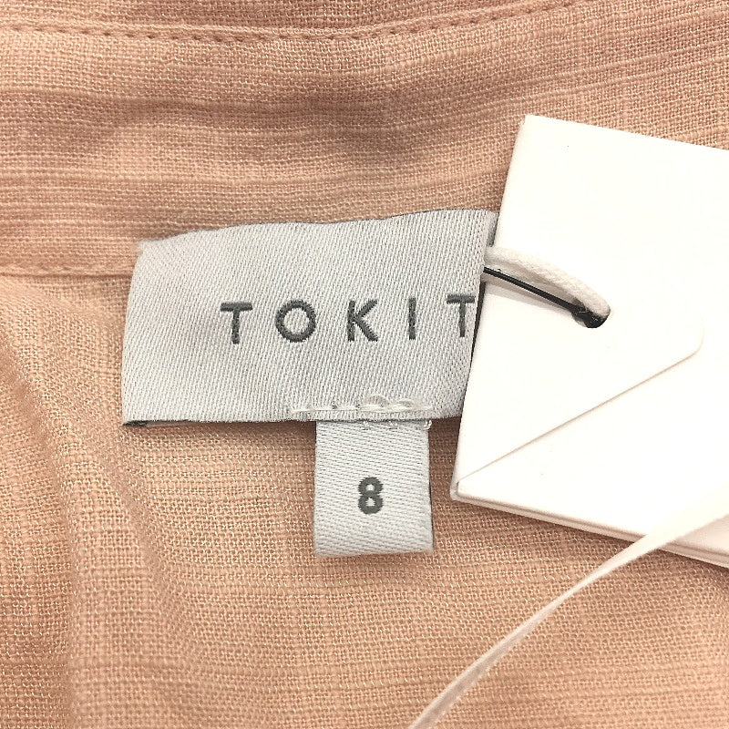 Tokito Sorbet Scene Peach Ruffle Short Sleeve Button Up Shirt Ladies Size 8 NEW - Image 3
