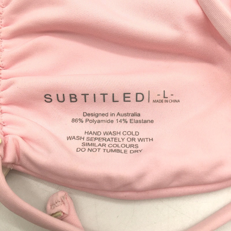 Subtitled Baby Pink Ruched Front Tie Back Swim Bather 'Gather' Top Ladies Sz L - Image 3