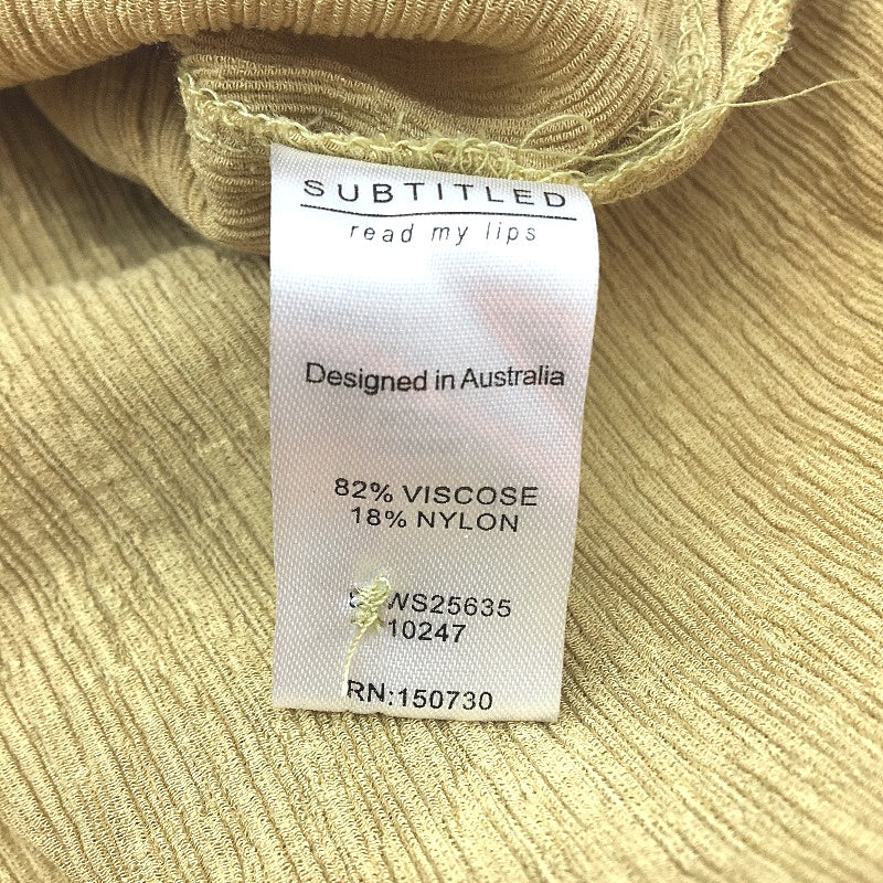 Subtitled Indra Crinkle Button Up Shortsleeve Khaki Shirt Ladies Size Small NEW - Image 4