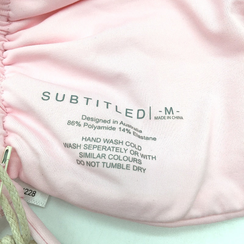 Subtitled Aust Design Baby Pink Gather Front Bikini Top Ladies Size Medium NEW - Image 3