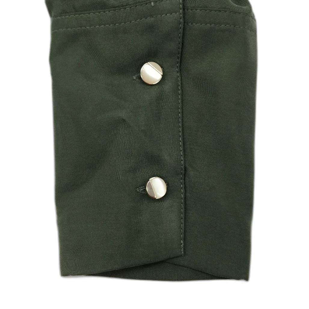 Basque Green Long Sleeve Buton Up Satin Like Collared Shirt NEW - Image 4