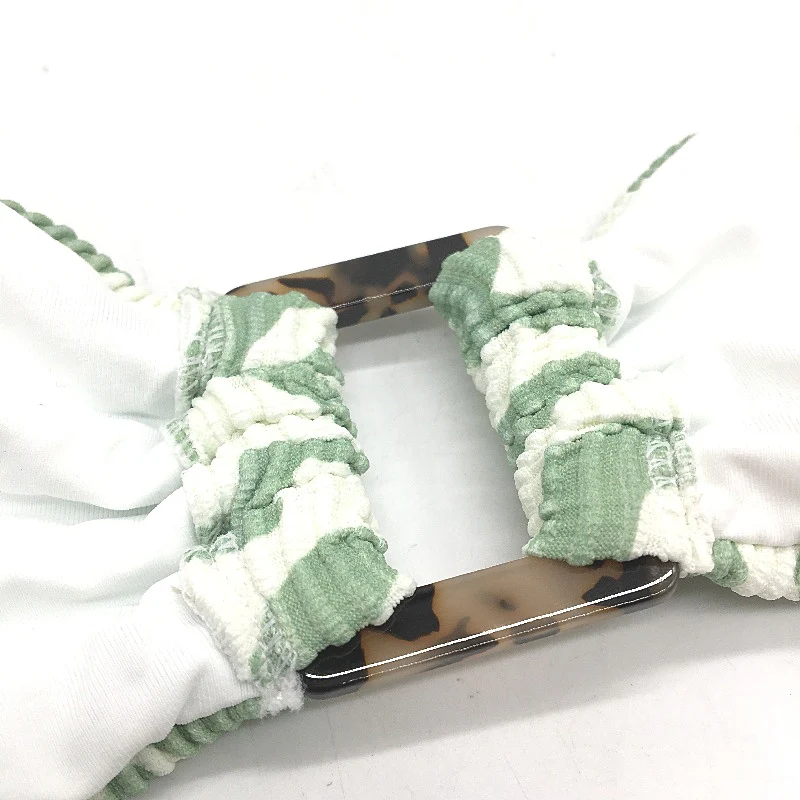 Subtitled Green White Ribbed Textrued String Bikini Top Ladies Size Small NEW - Image 3