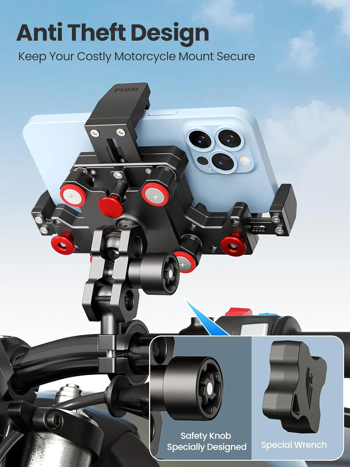 Tounee S2 Metal Motorcycle Magnetic Levitation Shock Absorbing Phone Mount - Image 4