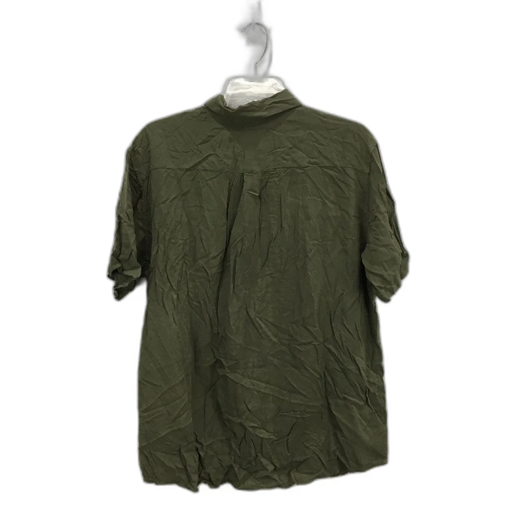 Rusty Short Sleeve Viscose Green Collared Button Up Top Ladies Size Medium - Image 2