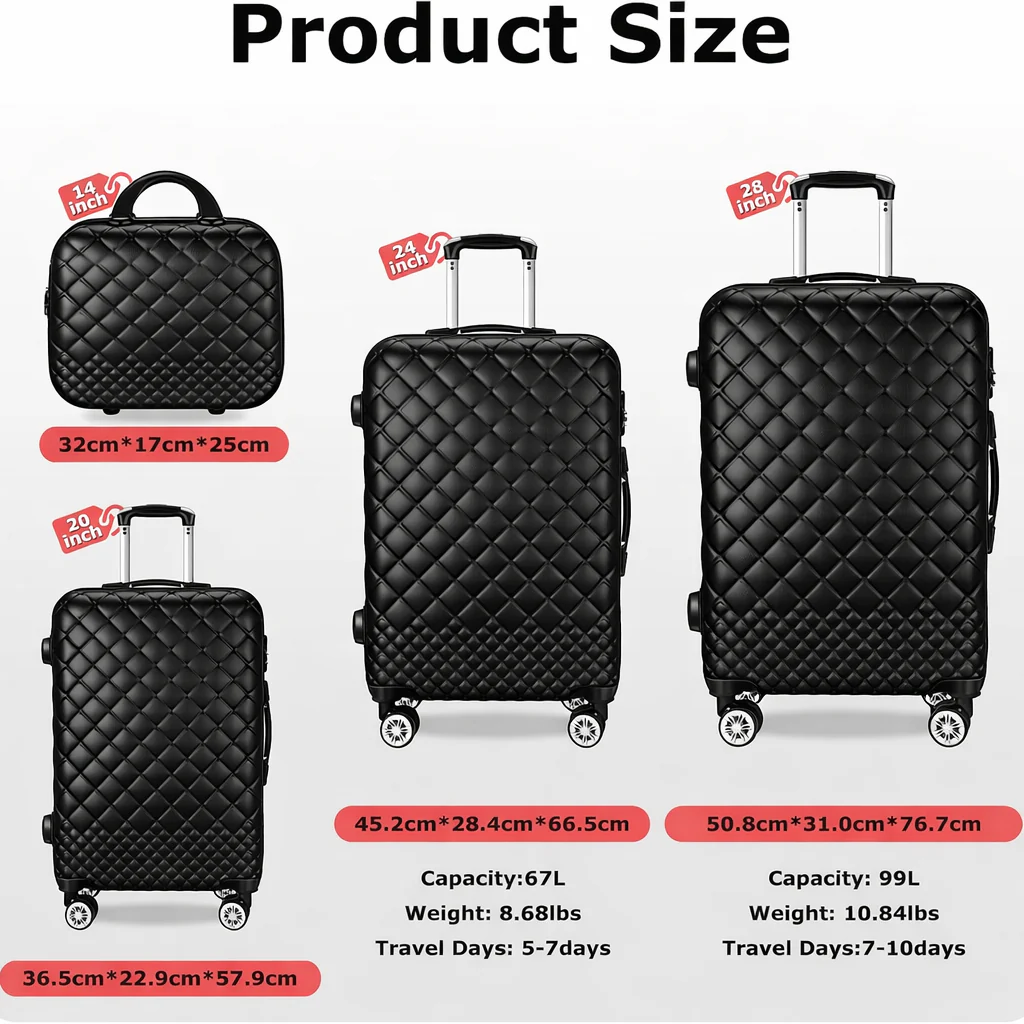 Sandinrayli XLXTJ-4JT02 Softside Expandable Luggage Set with Spinner Wheels NEW - Image 3