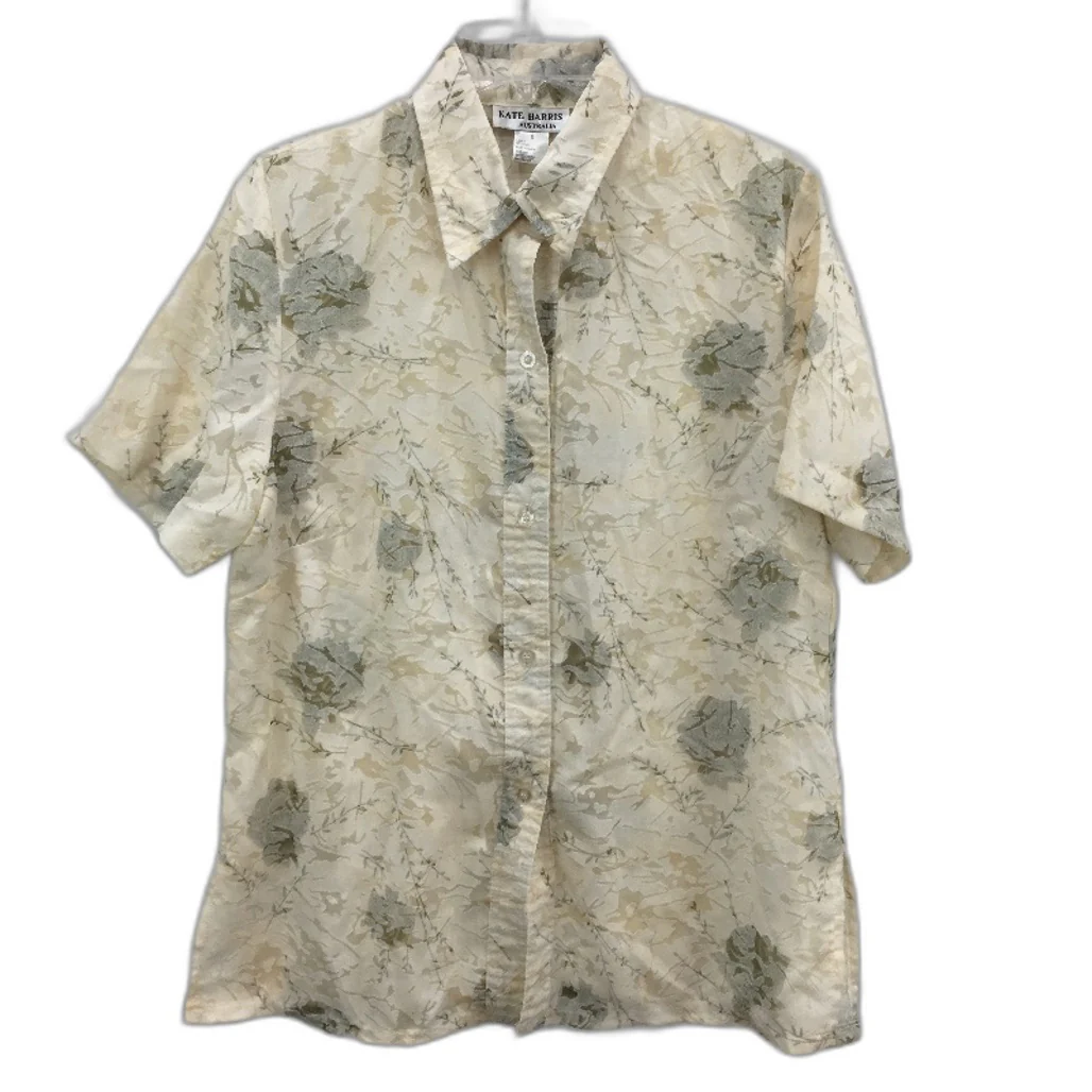 Kate Harris Rose Linen Blend Yellow Organza Shortsleeve Top Ladies Size Small