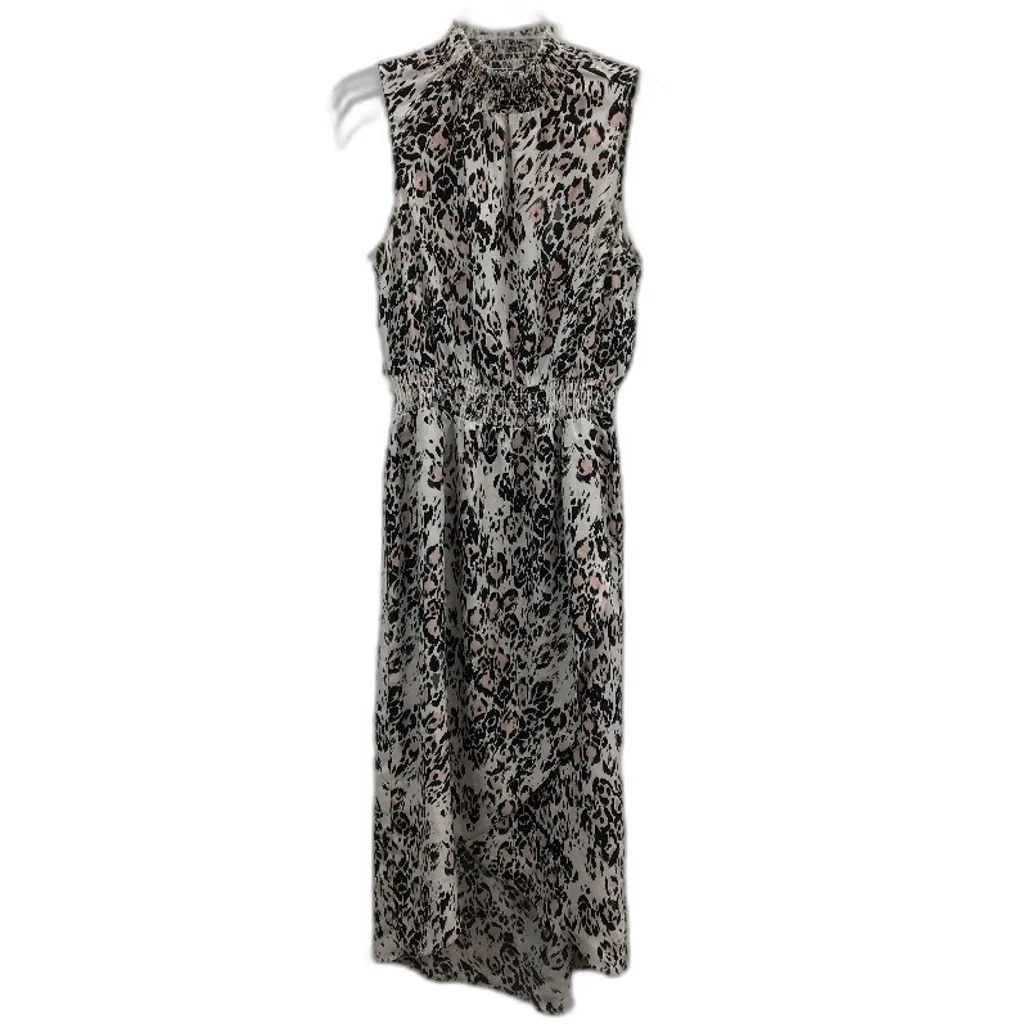 Decjuba Leopard Print Ruched Turtleneck Sleeveless Dress Ladies Size 10