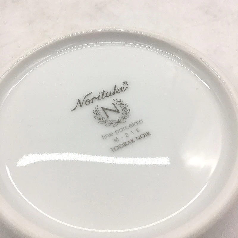 Noritake 4 x Toorak Noir Fruit Saucers White With Black & Silver Rim 14cm NEW - Image 5