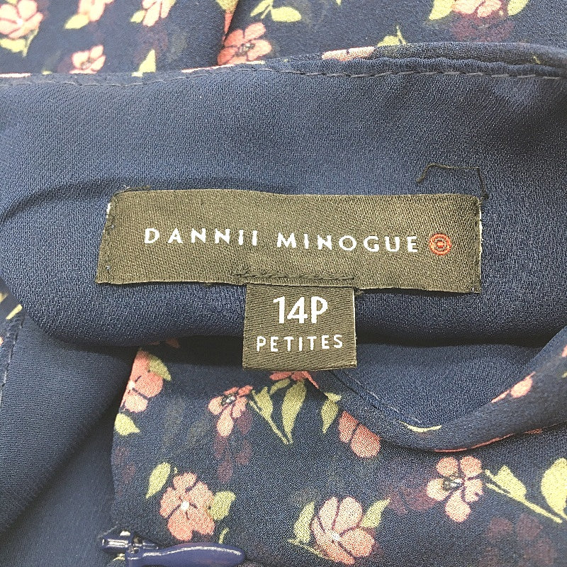 Dannii Minogue Petites Navy Blue Floral Tiered Fully Lined Skirt Ladies Size 14 - Image 4