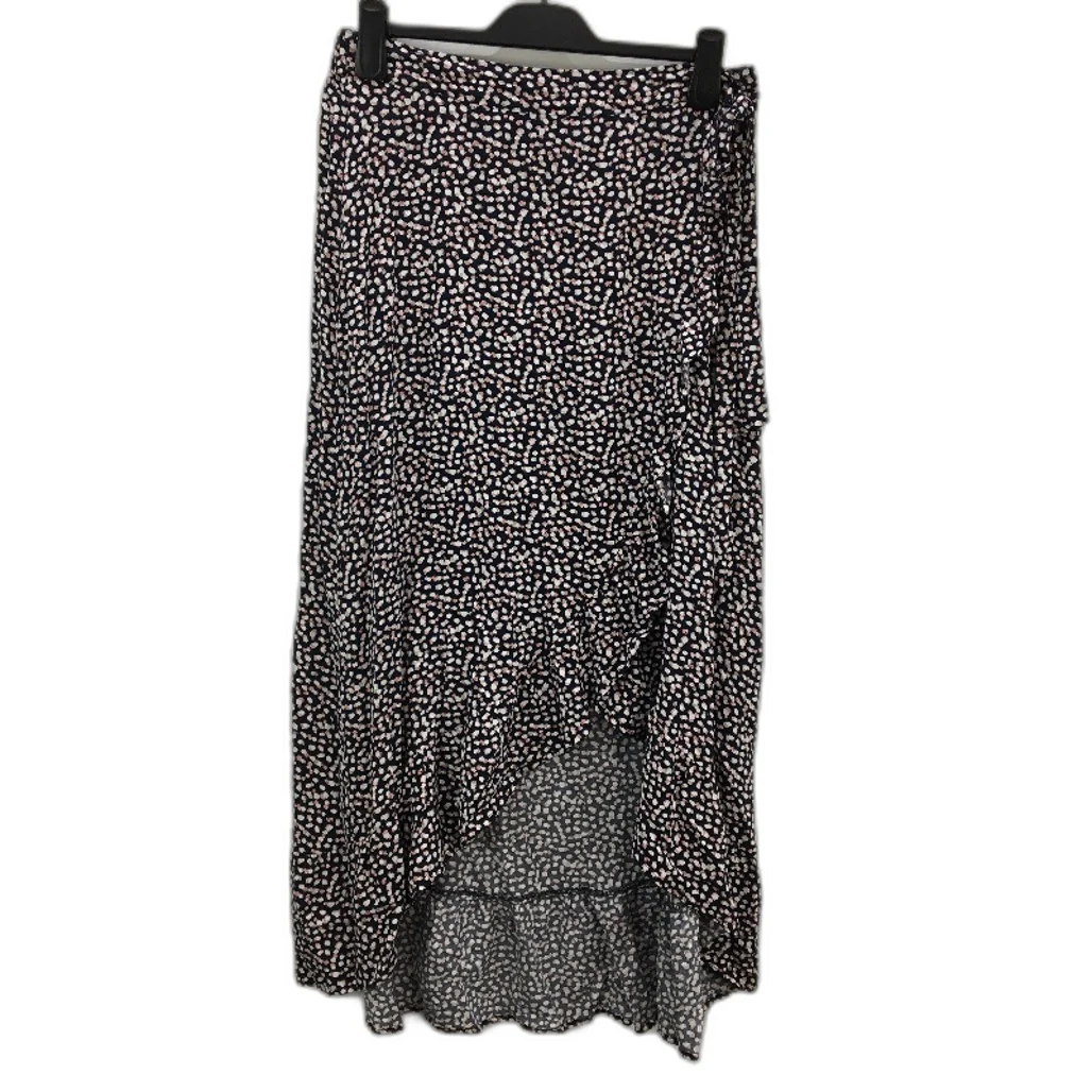 Portmans Black Spotted Viscose Elastic Waisted Lightweight Skirt Ladies Size 14