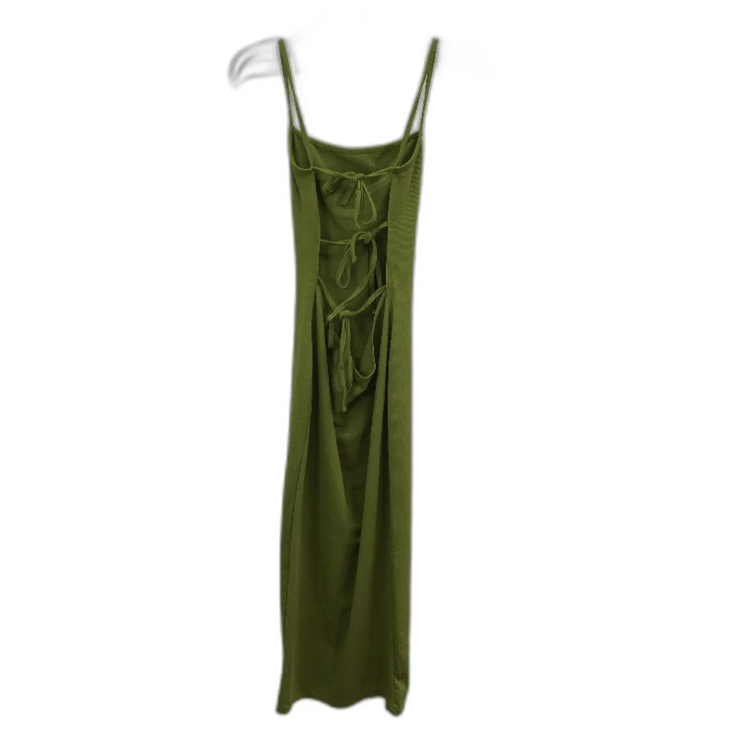 Pretty Little Thing Strappy Back Ribbed Green Midi Dress Ladies Size UK 10 - Image 2