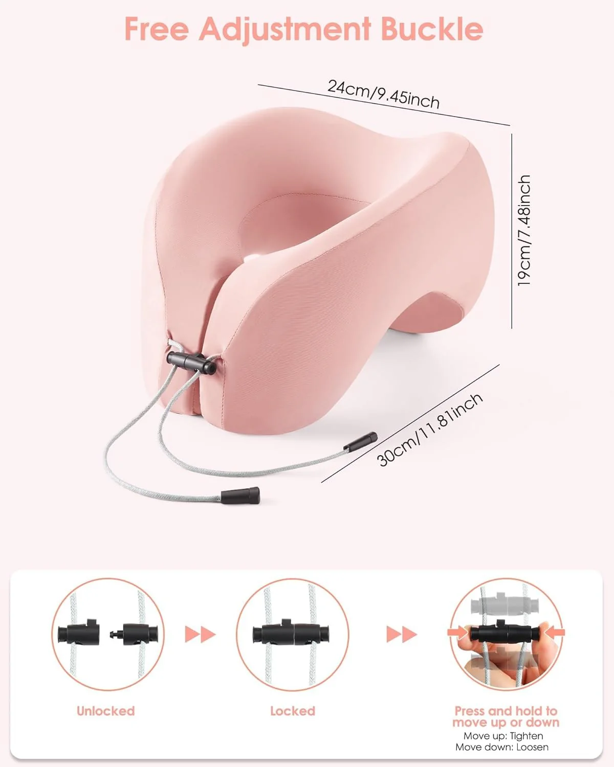 JIAAO Ergonomic Memory Foam Travel Pillow for Airplane & Car Use Online AU Pink - Image 2