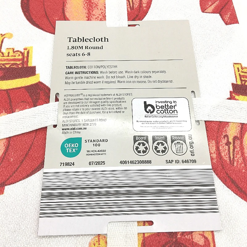 Peppertree 2x Oriental Lantern Cotton Blend Round 1.8m Tablecloths 6-8Seater NEW - Image 4