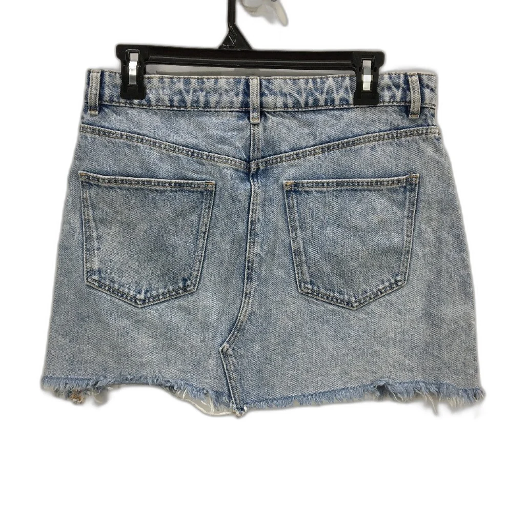 Zara Mid Blue Wash Raw Hem 100% Denim Mini Skirt Ladies Size Large - Image 2