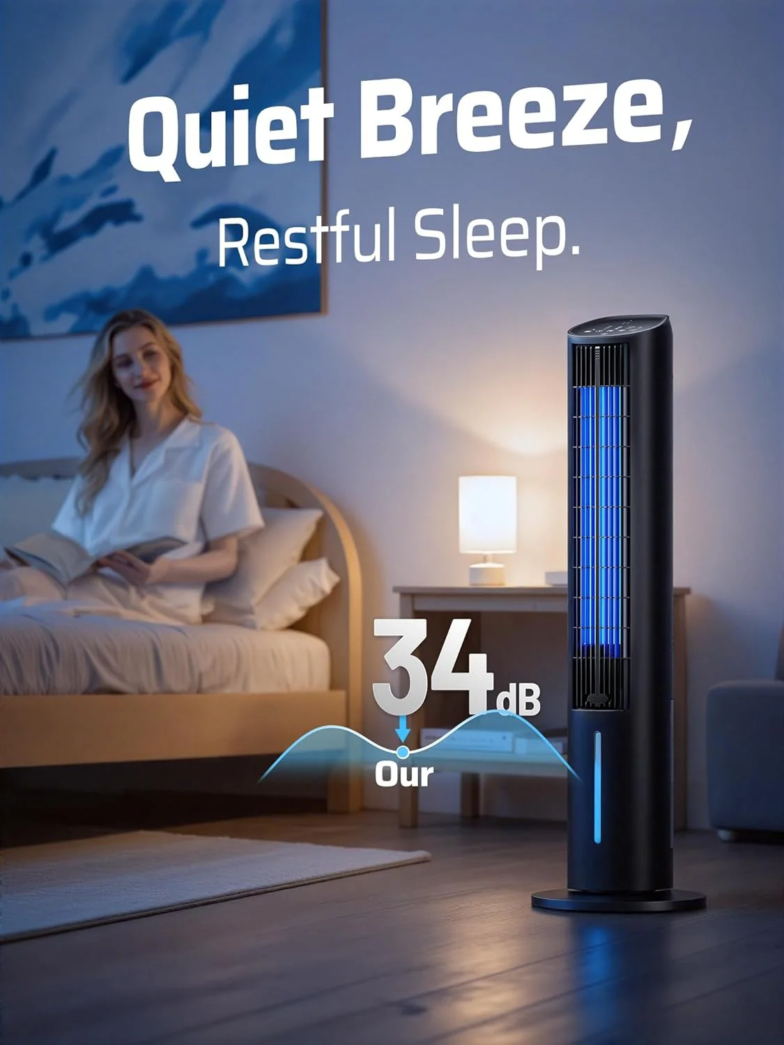 NAILGILRS Bladeless Tower Fan with Remote Control for Home Cooling... DEMO - Image 5